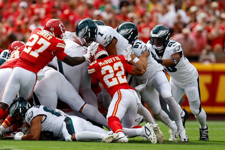 The Eagles ran the Tush Push play seven times against the Chiefs on Sunday.