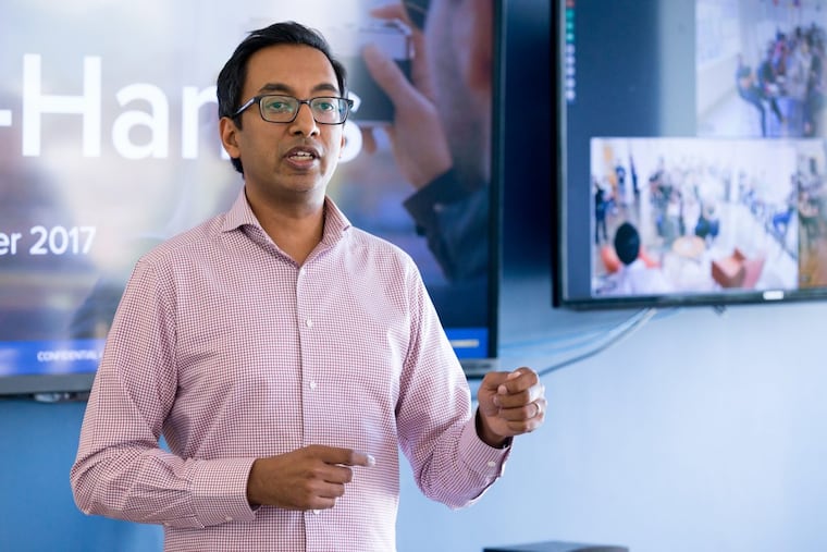 Apu Gupta, CEO and cofounder, during a staff meeting at the Curalate offices in Philadelphia.