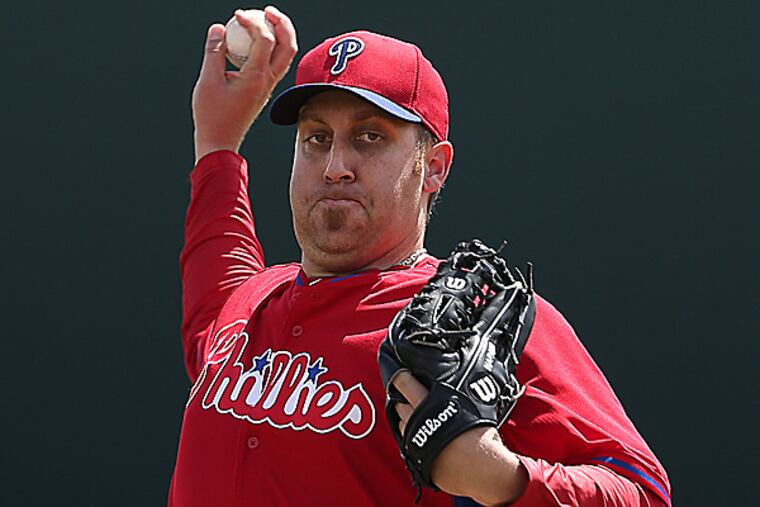 Phillies starting pitcher Aaron Harang. (David Maialetti/Staff Photographer)
