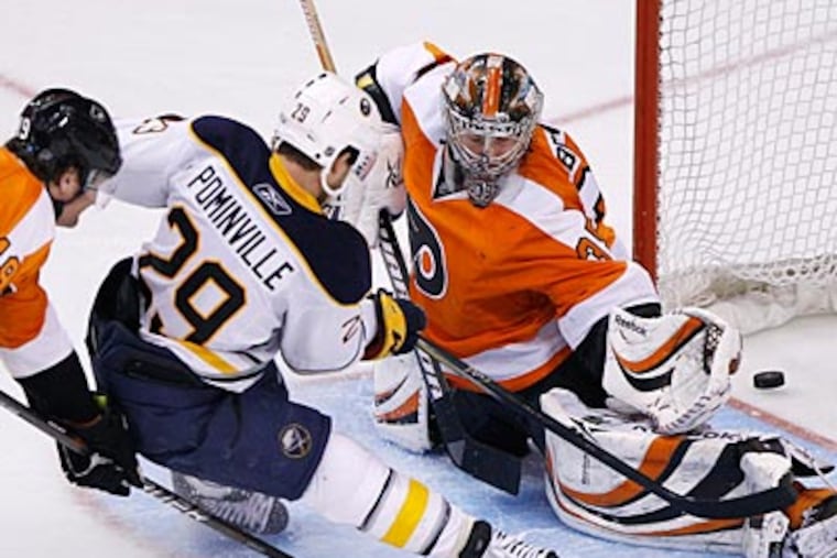 The Flyers fell to the Sabres, 5-3, at the Wells Fargo Center on Saturday afternoon. (Matt Slocum/AP Photo)