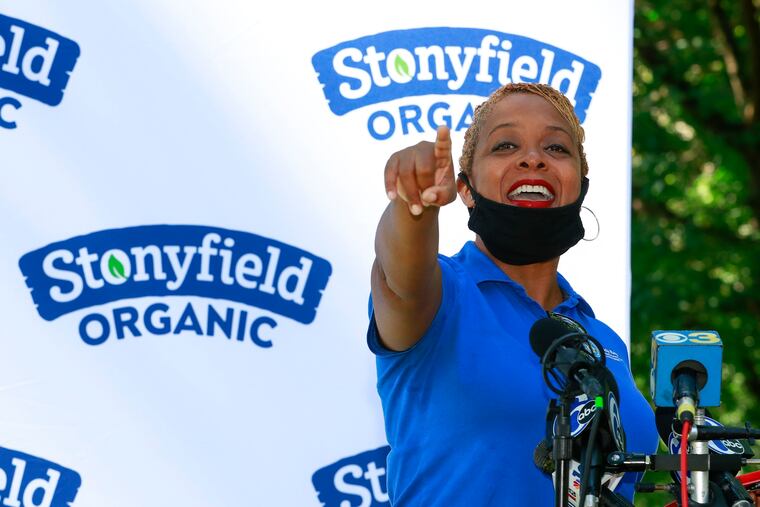 Philadelphia City Councilmember Cindy Bass speaks during the Organic Pilot Parks Program at Fernhill Park Tuesday, Aug. 18, 2020 in Philadelphia., an event to promote protecting people and the planet from harmful pesticides in parks. Bass introduced a bill to ban the use of certain pesticides and document the use of others.