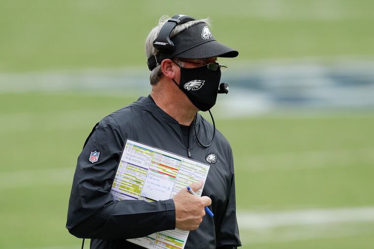 Eagles head coach Doug Pederson watches his team in the fourth quarter.
