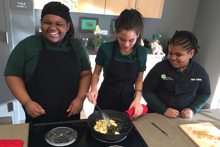 Students (L to R): Khalise Newton, Ahdia Young, Danaya Simmons at Wissahickon Awbury.