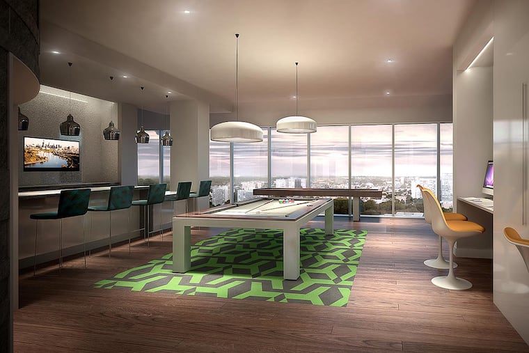 A dining room in one of its 321 luxury apartments.