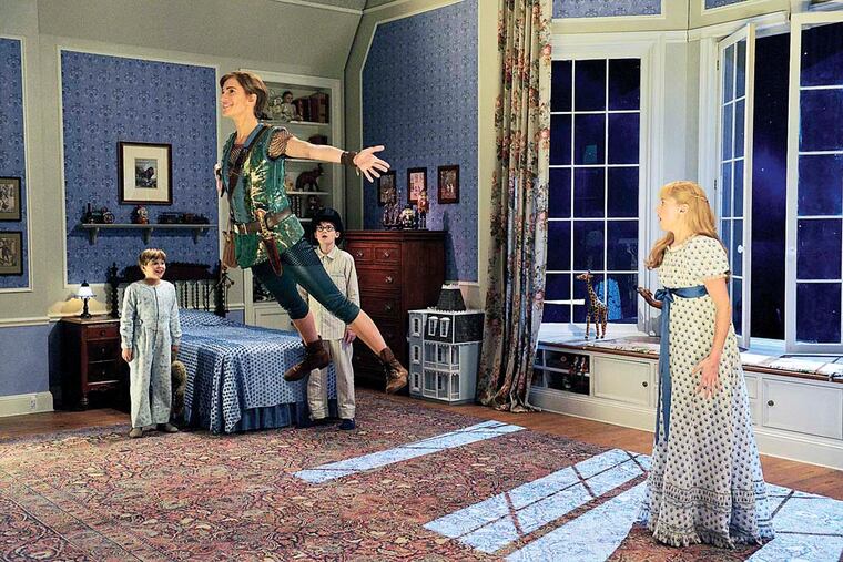 PETER PAN LIVE! -- Pictured: (l-r) John Allyn as Michael Darling, Allison Williams as Peter Pan, Jake Lucas as John Darling, Taylor Louderman as Wendy Darling