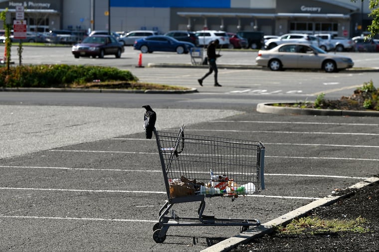 The scene at a strip mall along Burlington-Mount Holly Road in South Jersey in 2023. In the past six years, households in the bottom 80% of the income distribution have seen no increase in spending after inflation, meaning no increase in living standards, Mark Zandi writes.