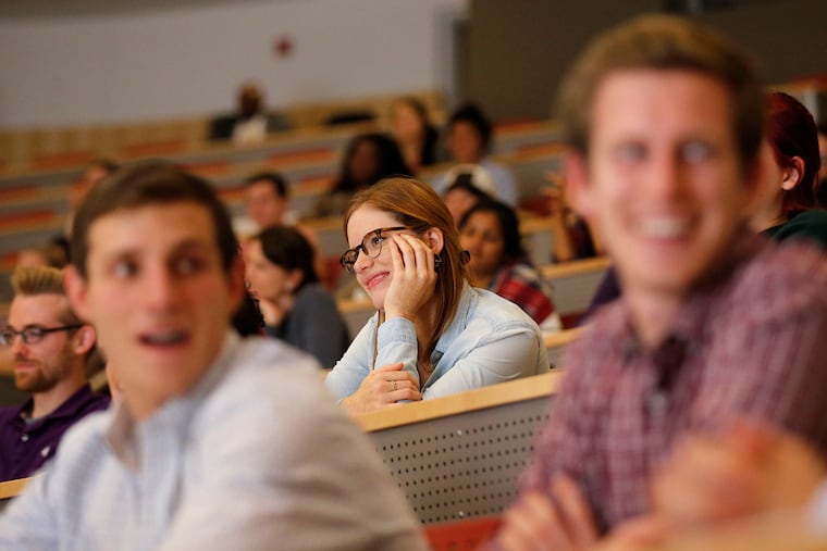Jill Gansert, a fourth-year student studying family medicine, listen to stories told by Cooper University Health Care and Cooper Medical School of Rowan University professionals on Monday, Oct. 24, 2016.