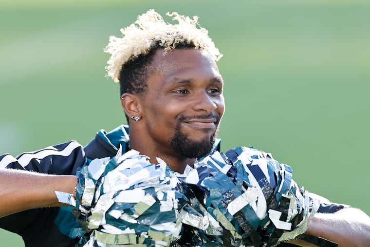 Eagles Cheerleader James during open practice at Lincoln Financial Field on Sunday, August 10, 2025.