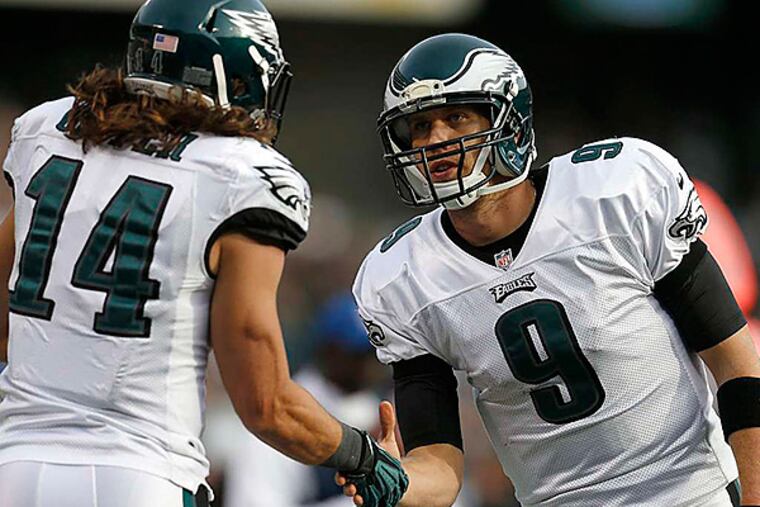 Eagles wide receiver Riley Cooper and quarterback Nick Foles. (Nhat V. Meyer/McClatchy)