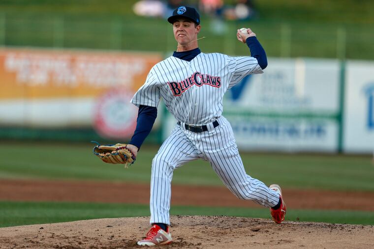 Will Stewart, pitching for the Lakewood BlueClaws, is starting this year's South Atlantic League all-star game.