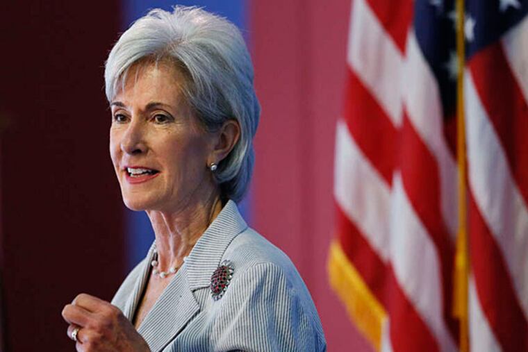 Kathleen Sebelius, Health and Human Services secretary, speaks during an Obamacare event hosted by Congreso de Latinos Unidos in North Philadelphia. (Matt Rourke/AP)