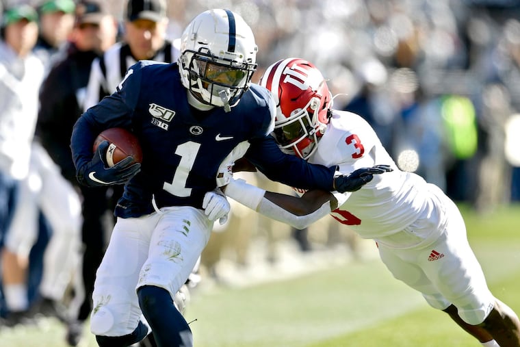 Penn State wide receiver KJ Hamler (1) said he will announce if he is entering the NFL Draft after the Cotton Bowl.