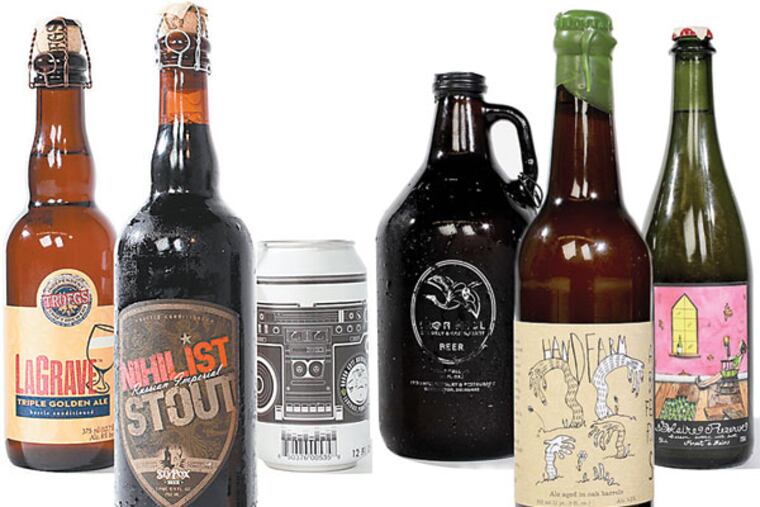 The winners of 2014 Brew-vitational. From left, the top three new beers are Nihilist Russian Imperial Stout, Sly Fox Brewing Co.; LaGrave Triple Golden Ale, Tröegs Brewing Co., and Fear of a Brett Planet Pale Ale, Round Guys Brewing Co. Next are the top saisons (from left) Handfarm Chardonnay Barrel-Aged Saison, Tired Hands Brewing Co.; Saison Wood, Iron Hill Brewery and Restaurant (Maple Shade); and Solaire Grisette/Saison, Forest & Main Brewing Co.