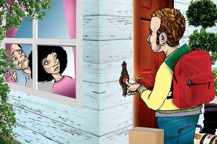 An adult child, returning home to live, rings his parents’ doorbell