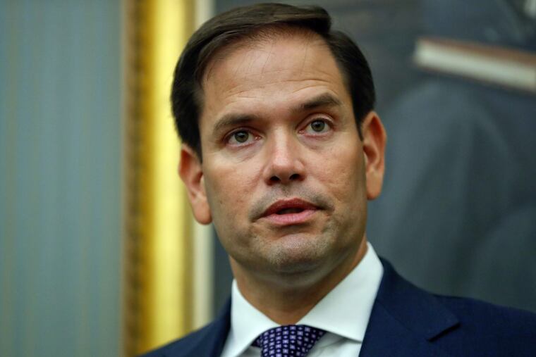 In this Sept. 26, 2017, file photo, Sen. Marco Rubio, R-Fla., speaks during a news conference on Capitol Hill in Washington.