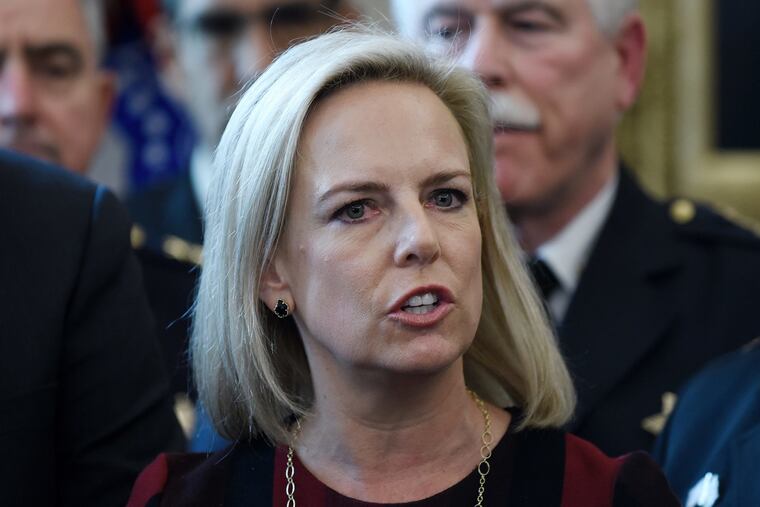Homeland security secretary Kirstjen Nielsen in the Oval Office of the White House in Washington, D.C., on March 15, 2019. (Olivier Douliery / Abaca Press / TNS)