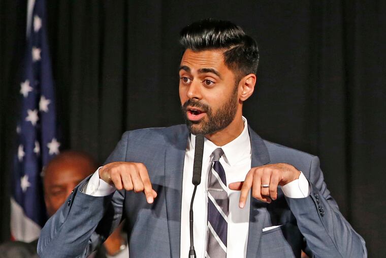 FILE - In this May 10, 2017 file photo, Muslim-American comedian Hasan Minhaj cracks jokes for the audience after New York Mayor Bill de Blasio proclaimed May 10th as "Hasan Minhaj Day," at Gracie Mansion, in New York. In December 2018, Netflix is facing criticism for pulling an episode, from viewing in Saudi Arabia of Minhaj's "Patriot Act" that lambasted Saudi Crown Prince Mohammed bin Salman over the killing of writer Jamal Khashoggi and the Saudi-led war in Yemen.