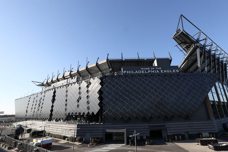 The Lincoln Financial Field's solar panels, which face I-95, in this 2022 file photo.
