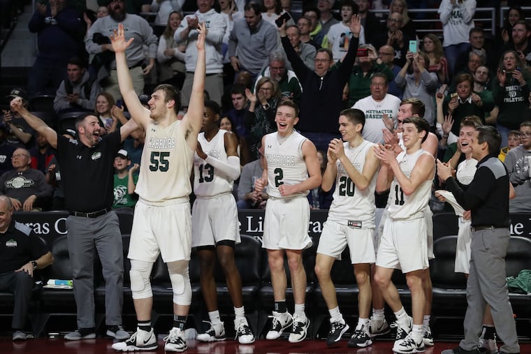 Methacton celebrates in the final moments of its victory over Cheltenham in the District 1 Class 6A championship.