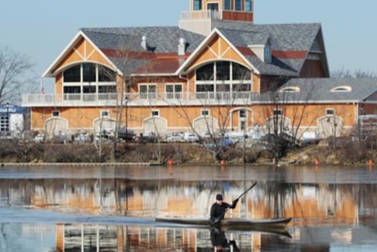 Don McConaghy of Haddon Township paddles along Cooper River. Photo taken from the Collingswood side of the river. (Sarah J. Glover / Staff Photographer)