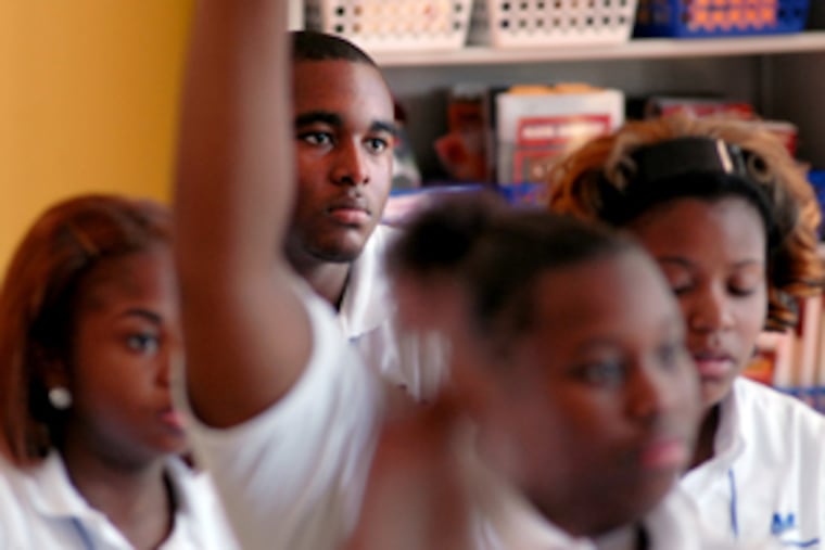 Ninth grader Andrew Faulkner listens during class at Mastery Charter Schools' Shoemaker campus in West Philadelphia.