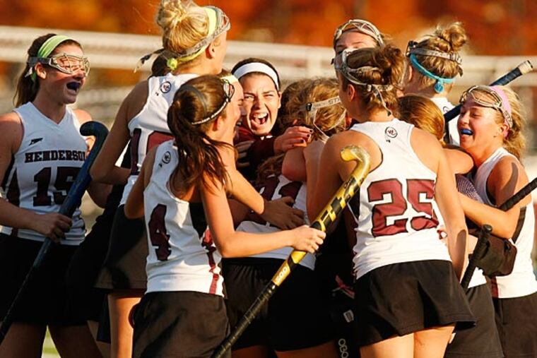 West Chester Henderson celebrates their win over Central Bucks South. (Michael S. Wirtz/Staff)