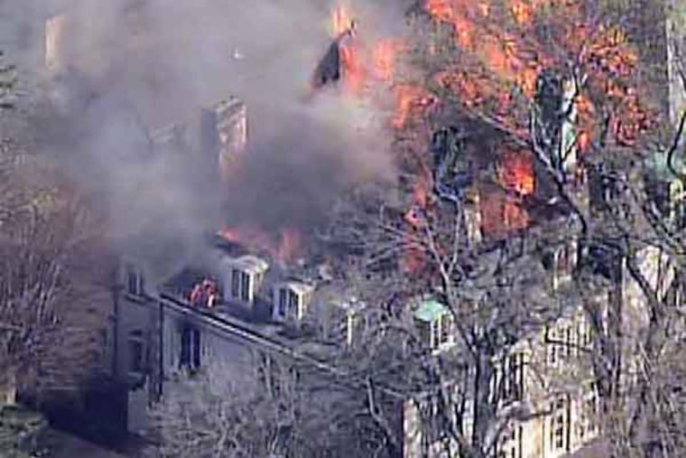 Smansion05. Aerial photo of mansion fire in Radnor. Photo courtesy of NBC10/WCAU.