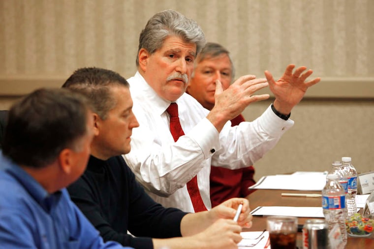 Scott Orens, president of Orens Brothers development and construction companies, talks about an issue during the Vistage International gathering in Plymouth Meeting.