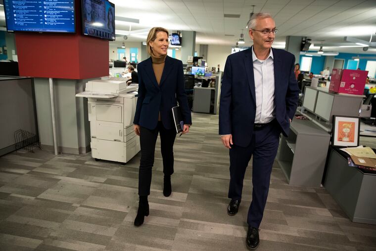 Stan Wischnowski, right, in The Inquirer's newsroom this past February.