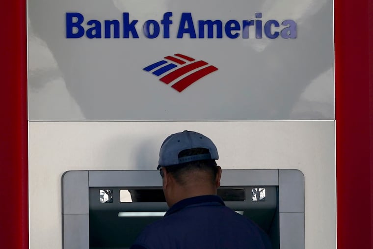 A customer uses an ATM at a Bank of America location in San Francisco in April.