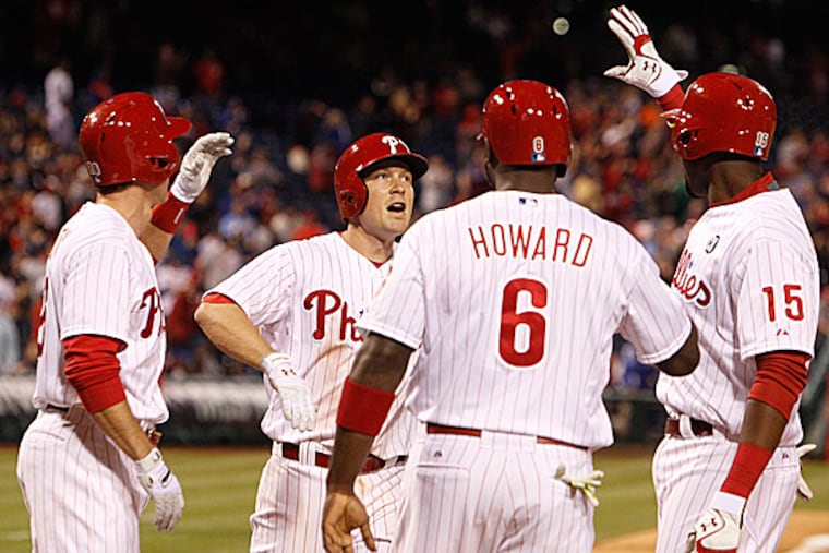 The Phillies' Cody Asche, Ryan Howard, Chase Utley and John Mayberry Jr. (Ron Cortes/Staff Photographer)