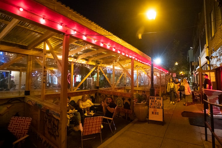 The outdoor dining area at the Wine Dive at 1506 South St. on Sept. 10, 2021.