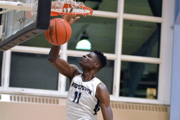 Mo Bamba dunks against Friends Select during a January game. (MARK C. PSORAS / For Philly.com)