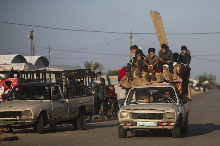 Palestinians flee the Israeli ground offensive in Khan Younis, Gaza Strip.