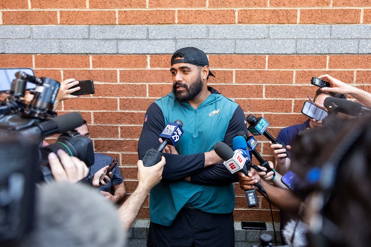 Eagles tackle Jordan Mailata answered questions about the A.J. Brown deal on Tuesday. "Our team, especially the offense, we got to keep these wheels moving. We got new guys coming in; we’ve got rookies coming in. We’ve got to build that culture.”