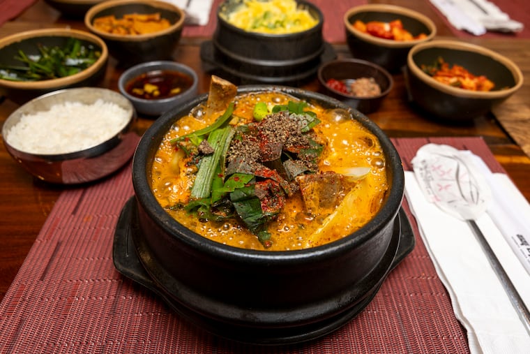 The gamja tang, spicy pork neck bone soup, at Dduk Bae Gi in Philadelphia, Pa., on Thursday., March 12, 2026.
