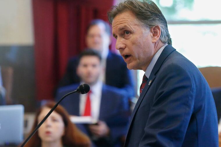File-This July 15, 2019, file photo shows Oklahoma Attorney General Mike Hunter speaking during closing arguments in Oklahoma's ongoing opioid drug lawsuit against Johnson & Johnson, in Norman, Okla. An Oklahoma judge is expected to deliver a verdict following a first-of-its-kind trial in which the state is trying to hold an opioid drugmaker responsible for the devastating consequences of addiction to the powerful painkillers. .(Photo/Sue Ogrocki, File)