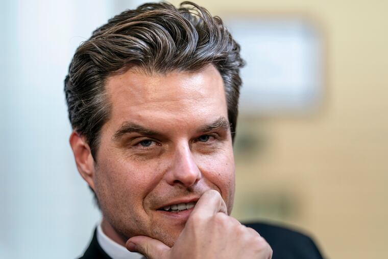 Matt Gaetz appears before the House Rules Committee at the Capitol in Washington in September 2023.