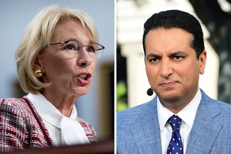 ESPN's Kevin Negandhi (right) responded to Education Secretary Betsy DeVos' proposed Special Olympics cuts with a thread on Twitter highlighting the many benefits of the program.