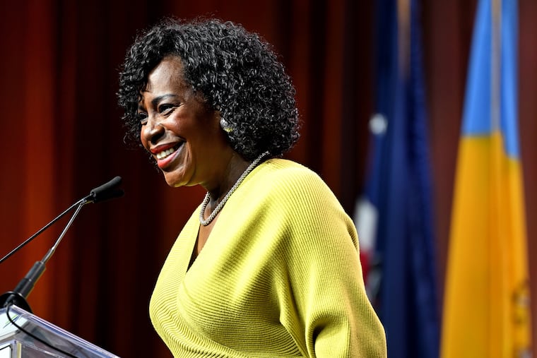 Mayor Cherelle L. Parker delivers her keynote address at the Chamber of Commerce for Greater Philadelphia’s Annual Mayoral Luncheon in February.