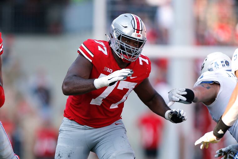 Ohio State tackle Paris Johnson during a game against against Tulsa in September 2021.