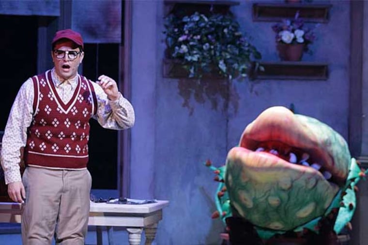 "Little Shop of Horrors," with Andrew McMath and Audrey 2, now on stage at Bristol Riverside Theatre.
