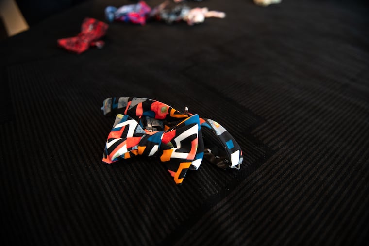 A bow tie designed by former Eagles safety Malcolm Jenkins is among Glenn “Hurricane” Schwartz's collection.
