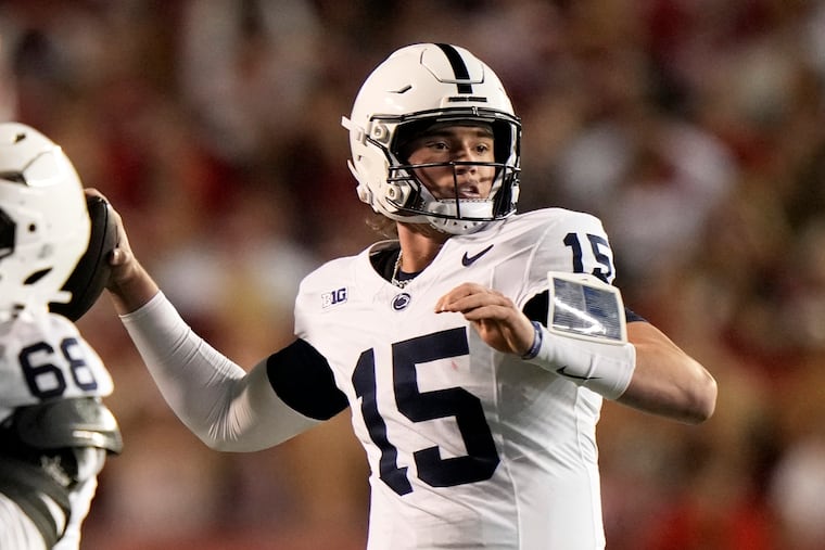 Penn State's Drew Allar exited Saturday's game against Wisconsin late in first half and did not return.