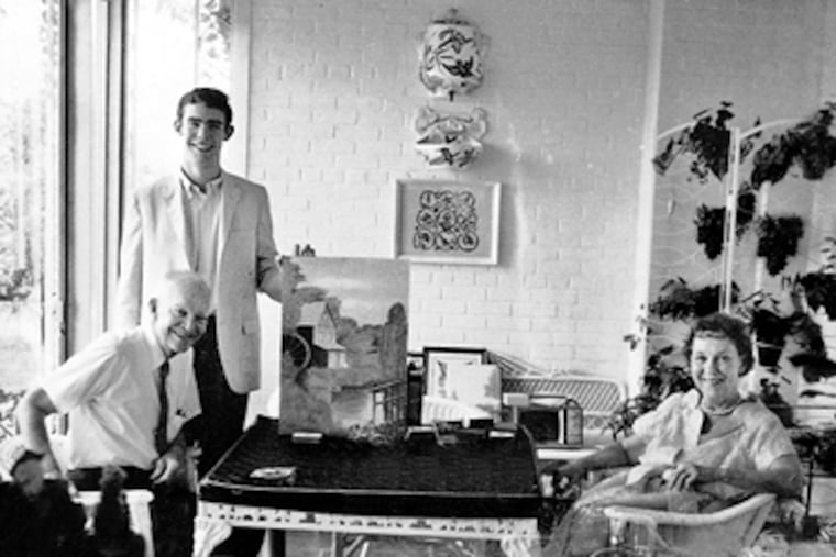Dwight, David, and Mamie Eisenhower on the sun porch at Gettysburg in 1967, with Ike’s most recent painting. “Going Home to Glory” chronicles the years from 1961, when Ike left the White House, to 1969, when he died after a series of heart attacks.