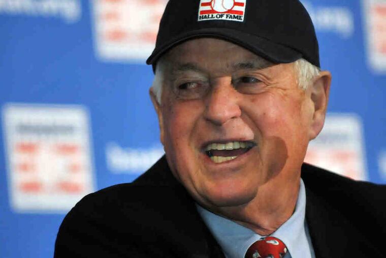 Pat Gillick, all smiles during a news conference, credited his many coworkers over the years for his election to the Hall of Fame. "You can't do this job alone . . . all in all, it couldn't have been done without them."