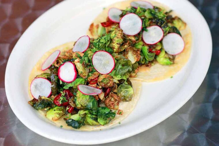 Brussels sprout tacos from Sancho Pistola's on Girard Avenue in Fishtown. ( DAVID SWANSON / Staff Photographer )