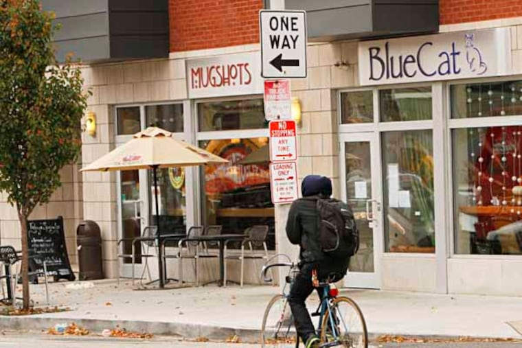 Mugshots coffe house (left) and BlueCat restaurant on Fairmount Avenue at Uber Street. The Francisville neighborhood. Tuesday, November 12, 2013. ( MICHAEL S. WIRTZ / Staff Photographer )