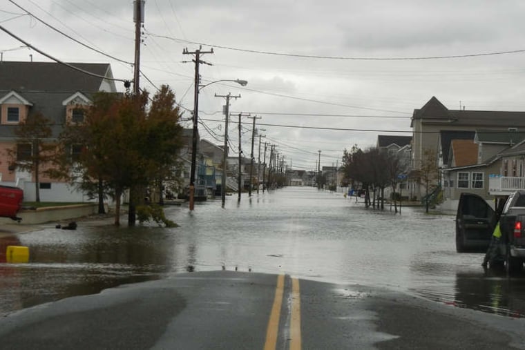 Floodwaters from the hurricane cover much of Glenwood Avenue in West Wildwood on Tuesday. Still, officials there said they expected the damage to be worse.