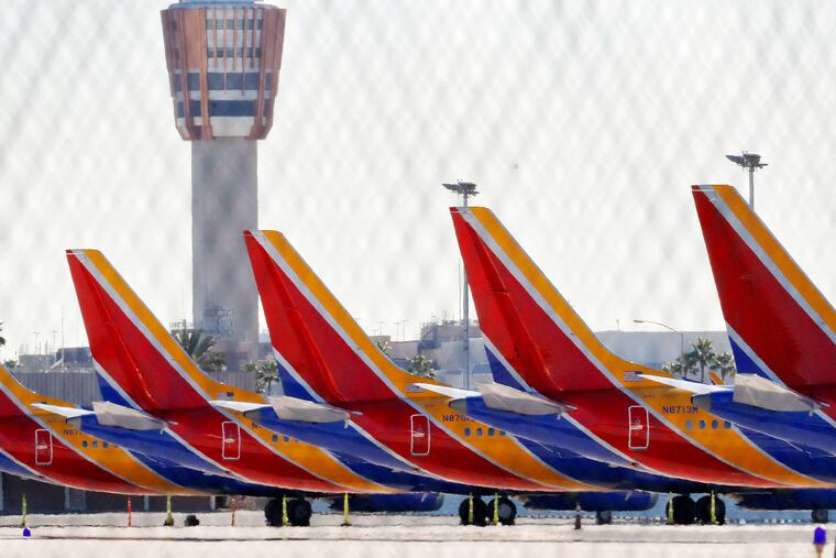 Boeing 737 Max jets grounded at Sky Harbor International Airport on March 14 at Sky Harbor International Airport in Phoenix.